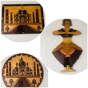 Hand Crafted Artistic Wall Decor Bundle of 3 Brown and Gold Beautiful Designs